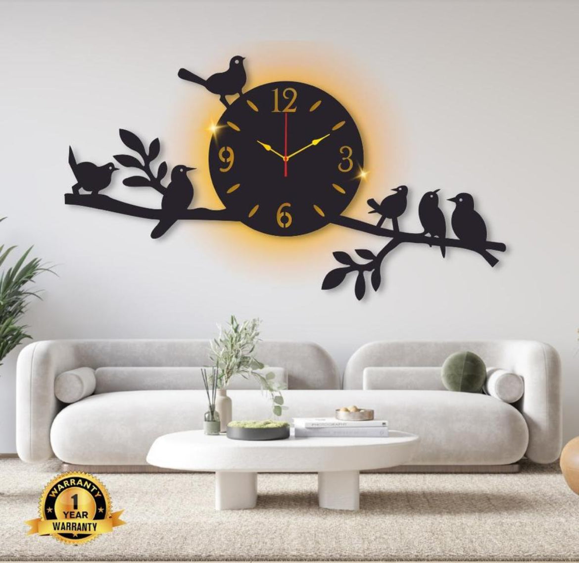 Islamic Calligraphy Analogue Wall clock with stylish desighn with light